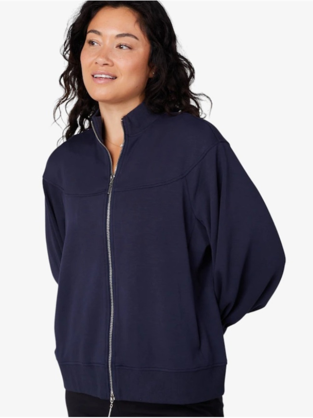 Wynne Style Cloud Kit Balloon Sleeve sweatshirts Cardigan 2x navy